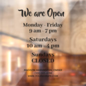 Aangepaste tekst kantooruren raamsticker (Vel 2)