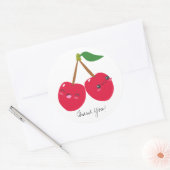 Aangepaste tekst Kawaii Happy Red Cherries klute F Ronde Sticker (Envelop)