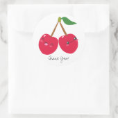 Aangepaste tekst Kawaii Happy Red Cherries klute F Ronde Sticker (Tas)