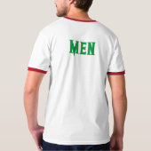 Aangepaste tekst Kelly groene kleur heren ringer T-shirt (Achterkant volledig)