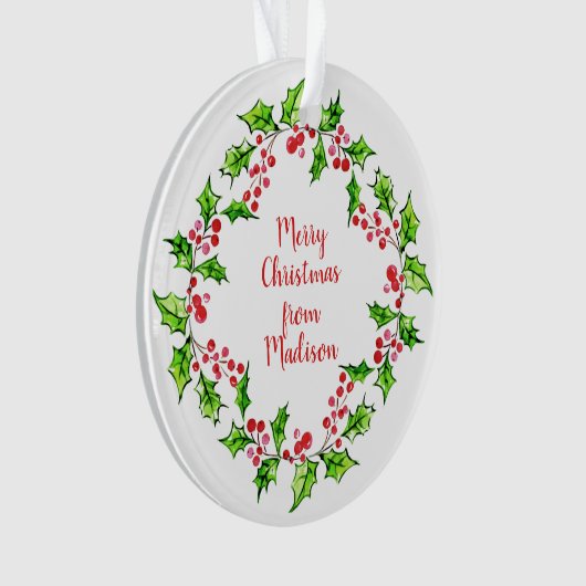 Aangepaste tekst Kerst krans ornament (voorkant)