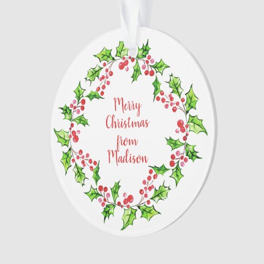 Aangepaste tekst Kerst krans ornament (voorkant)