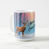 Aangepaste tekst Kerst Mok Herten in een besneeuwd (Voorkant links)