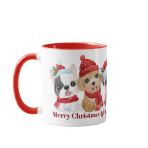 Aangepaste tekst Kerst Puppies mokken