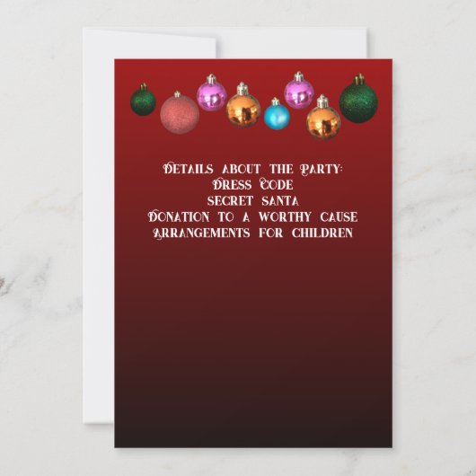 Aangepaste tekst Kerstboom Baubles Party Kaart (Achterkant)