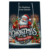 Aangepaste tekst Kerstman Medium Cadeauzakje (Achterkant)