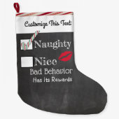 Aangepaste tekst / Kerstmis Naughty Nice Glitter C Grote Kerstsok (Voorkant)