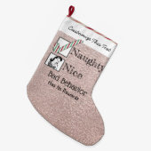 Aangepaste tekst/kerstnagelaten Roos Gold Retro Grote Kerstsok (Voorkant (Hangend))