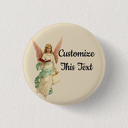 Aangepaste tekst /  kerstrecorder Retro Angel Girl Ronde Button 3,2 Cm (Voorkant)