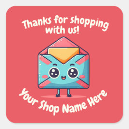 Aangepaste tekst Kleine bedrijven Schattigee mail  Vierkante Sticker