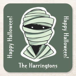 Aangepaste tekst & kleur 2/4 Halloween Creatures Kartonnen Onderzetters