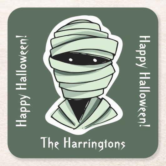 Aangepaste tekst & kleur 2/4 Halloween Creatures Kartonnen Onderzetters (Voorkant)