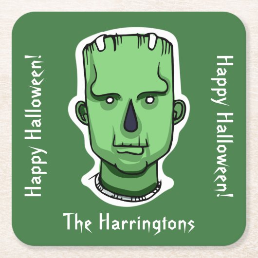 Aangepaste tekst & kleur 3/4 Halloween Creatures Kartonnen Onderzetters (Voorkant)