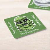 Aangepaste tekst & kleur 4/4 Halloween Creatures Kartonnen Onderzetters (Schuin)