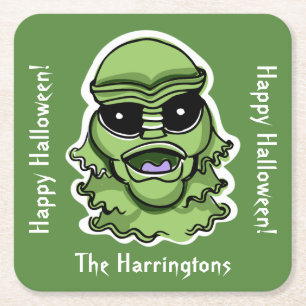 Aangepaste tekst & kleur 4/4 Halloween Creatures Kartonnen Onderzetters