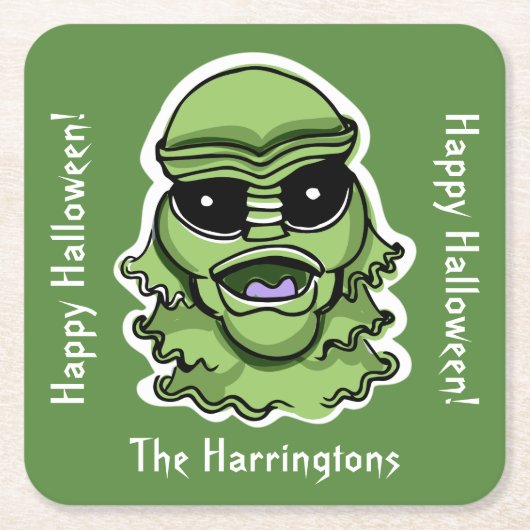 Aangepaste tekst & kleur 4/4 Halloween Creatures Kartonnen Onderzetters (Voorkant)