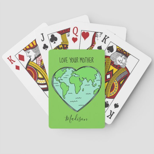 Aangepaste tekst & kleur Aarde-liefdeskaarten Pokerkaarten (Achterkant)