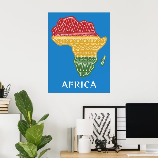 Aangepaste tekst & kleur Afrika Poster (Thuiskantoor)