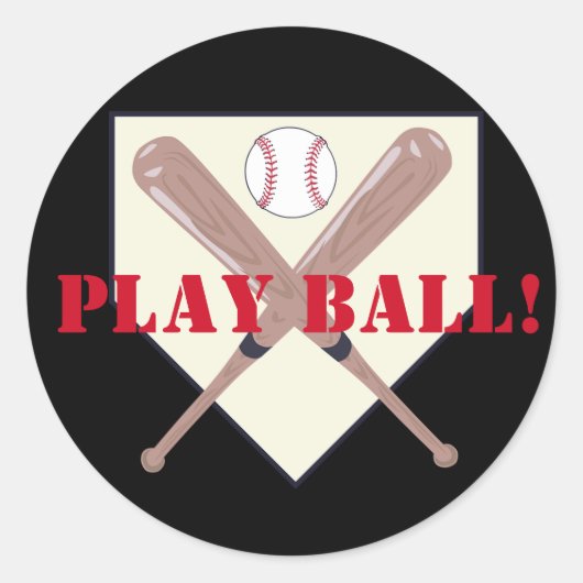 Aangepaste tekst/kleur Baseball Bats Play Ball Bla Ronde Sticker (Voorkant)