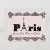 Aangepaste tekst/kleur Blush roze Parijse eiffelto Briefkaart (Voorkant / Achterkant)