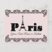 Aangepaste tekst/kleur Blush roze Parijse eiffelto Briefkaart (Voorkant)
