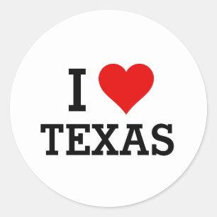 Aangepaste tekst & kleur Classic Ik hou van Texas Ronde Sticker