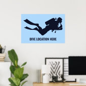 Aangepaste tekst & kleur duiken poster (Thuiskantoor)