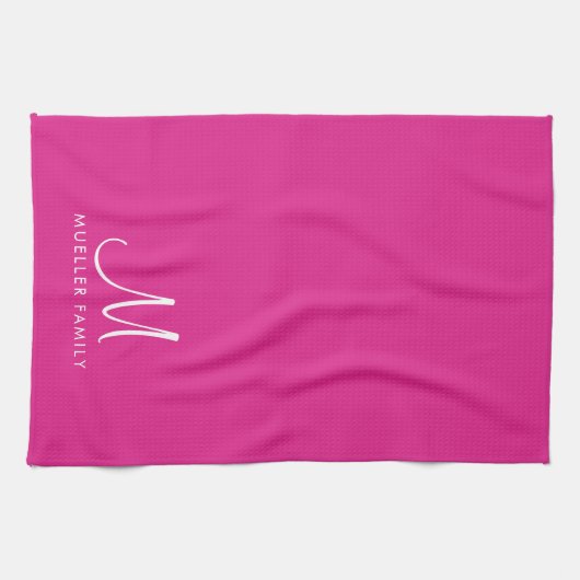 Aangepaste tekst kleur familienaam monogram Sjablo Theedoek (Horizontaal)