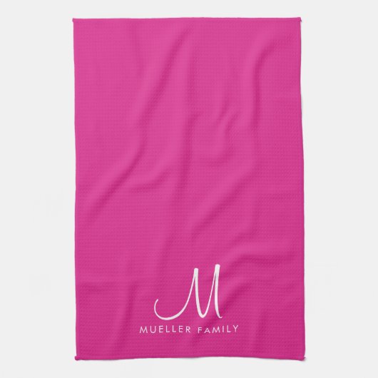 Aangepaste tekst kleur familienaam monogram Sjablo Theedoek (Verticaal)