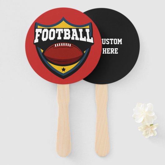 Aangepaste tekst & kleur Football Logo hand fans Handwaaier (Voorkant en achterkant)