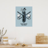Aangepaste tekst & kleur Golf Poster (Keuken)