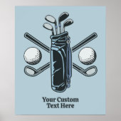 Aangepaste tekst & kleur Golf Poster (Voorkant)