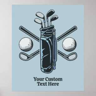 Aangepaste tekst & kleur Golf Poster