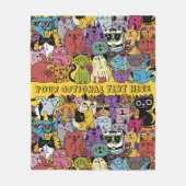 Aangepaste tekst & kleur Grappige katten illustrat Fleece Deken (Voorkant)