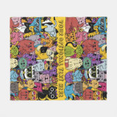 Aangepaste tekst & kleur Grappige katten illustrat Fleece Deken (Voorkant (Horizontaal))