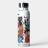 Aangepaste tekst & kleur Grappige katten illustrat Waterfles (Rechts)
