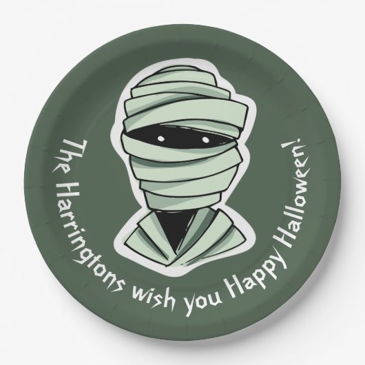 Aangepaste tekst & kleur Halloween Creatures 2/4 Papieren Bordje (Voorkant)