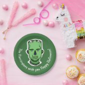 Aangepaste tekst & kleur Halloween Creatures 3/4 Papieren Bordje (Feest)