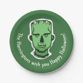 Aangepaste tekst & kleur Halloween Creatures 3/4 Papieren Bordje