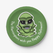 Aangepaste tekst & kleur Halloween Creatures 4/4 Papieren Bordje (Voorkant)