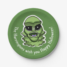 Aangepaste tekst & kleur Halloween Creatures 4/4 Papieren Bordje