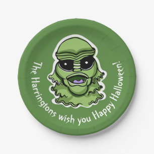 Aangepaste tekst & kleur Halloween Creatures 4/4 Papieren Bordje