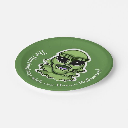 Aangepaste tekst & kleur Halloween Creatures 4/4 Papieren Bordje (Gekanteld)