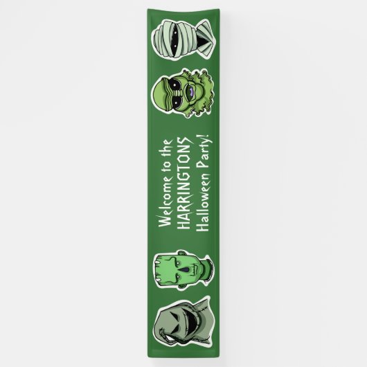Aangepaste tekst & kleur Halloween Creatures banne Spandoek (Verticaal)