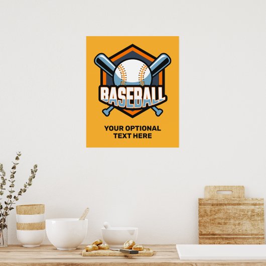 Aangepaste tekst & kleur honkbal poster (Keuken)