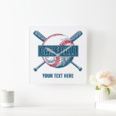 Aangepaste tekst & kleur honkbal vierkante klok (Huis)