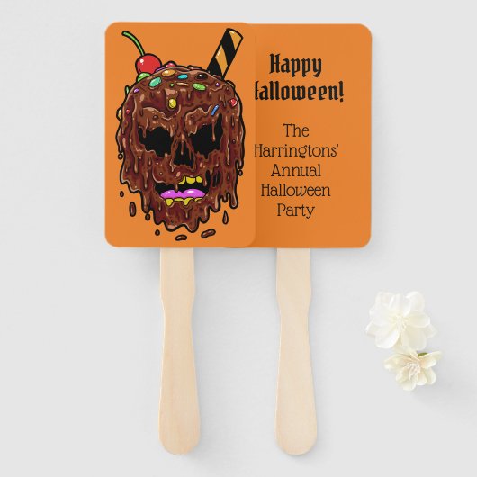 Aangepaste tekst & kleur Ice Cream Schedel ventila Handwaaier (Voorkant en achterkant)