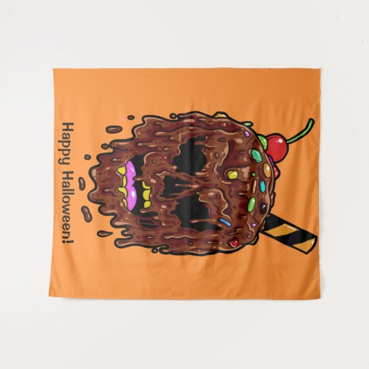 Aangepaste tekst & kleur Ice Cream Skull tapestry Wandkleed (Voorkant (horizontaal))