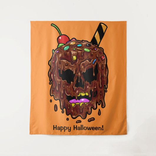 Aangepaste tekst & kleur Ice Cream Skull tapestry Wandkleed (Voorkant)