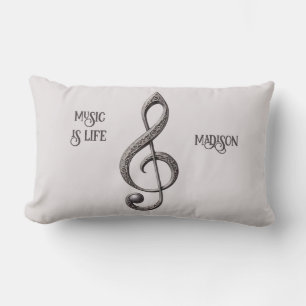Aangepaste tekst & kleur Muzikale Clef Note Kussen